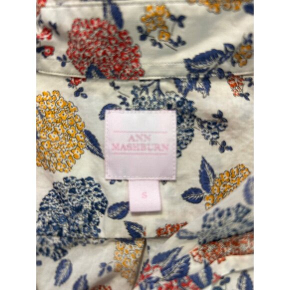Ann Mashburn Womens Floral Button-Up Shirt Cotton Long Sleeve Small - Picture 4 of 5